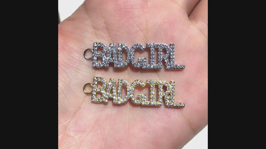 1PCS Brass Cubic Zirconia Vocabulary Slogan Charm
