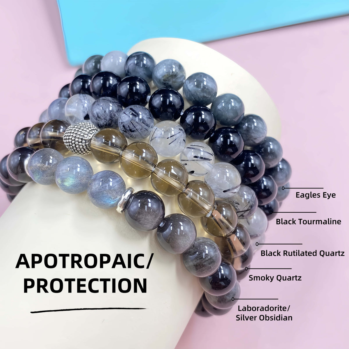 Natural Healing Crystal Bracelet Set