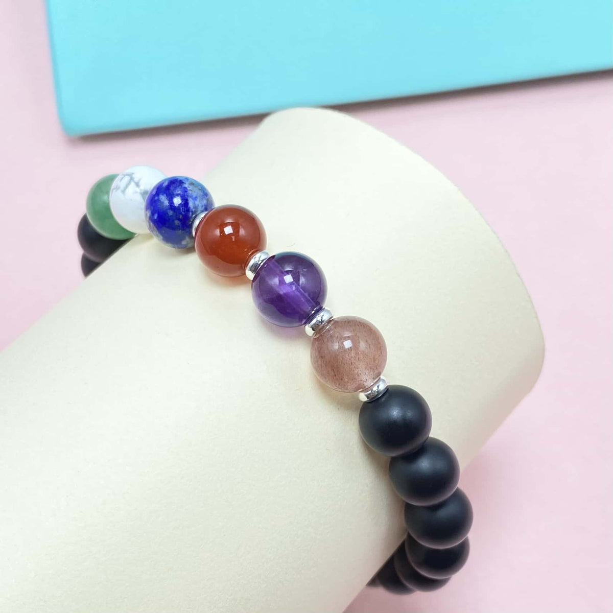 Matte Onyx Seven Chakra Crystal Bracelets