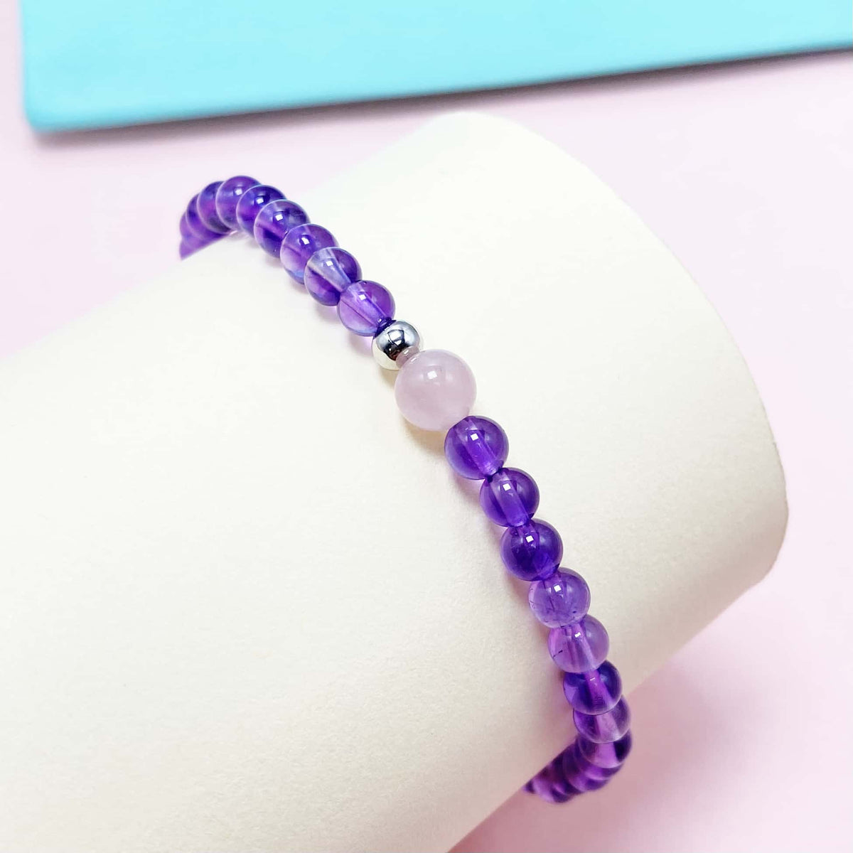 Solid Amethyst Crystal Bracelet for Love and Relationship