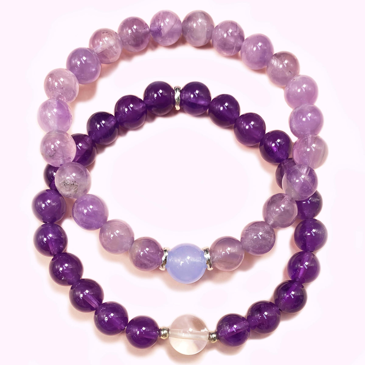 Double Amethyst for Better Wealth & Career Crystal Bracelet
