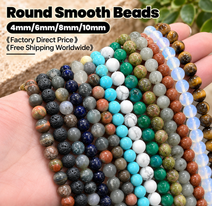 Round Smooth Beads Crystal/Quartz/Jasper/Agate 4mm 6mm 8mm 10mm
