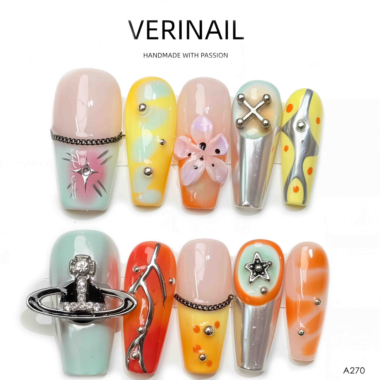 Press On Nails Color Rainbow RN04
