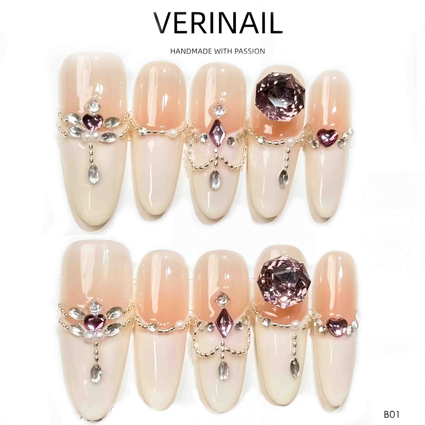 Press On Nails Almond-Long-AL01