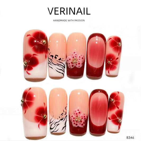 Press On Nails Color Red RD03