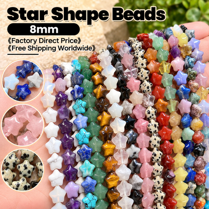 Smooth Star Beads 8mm Quartz/Jasper/Agate/Crystal