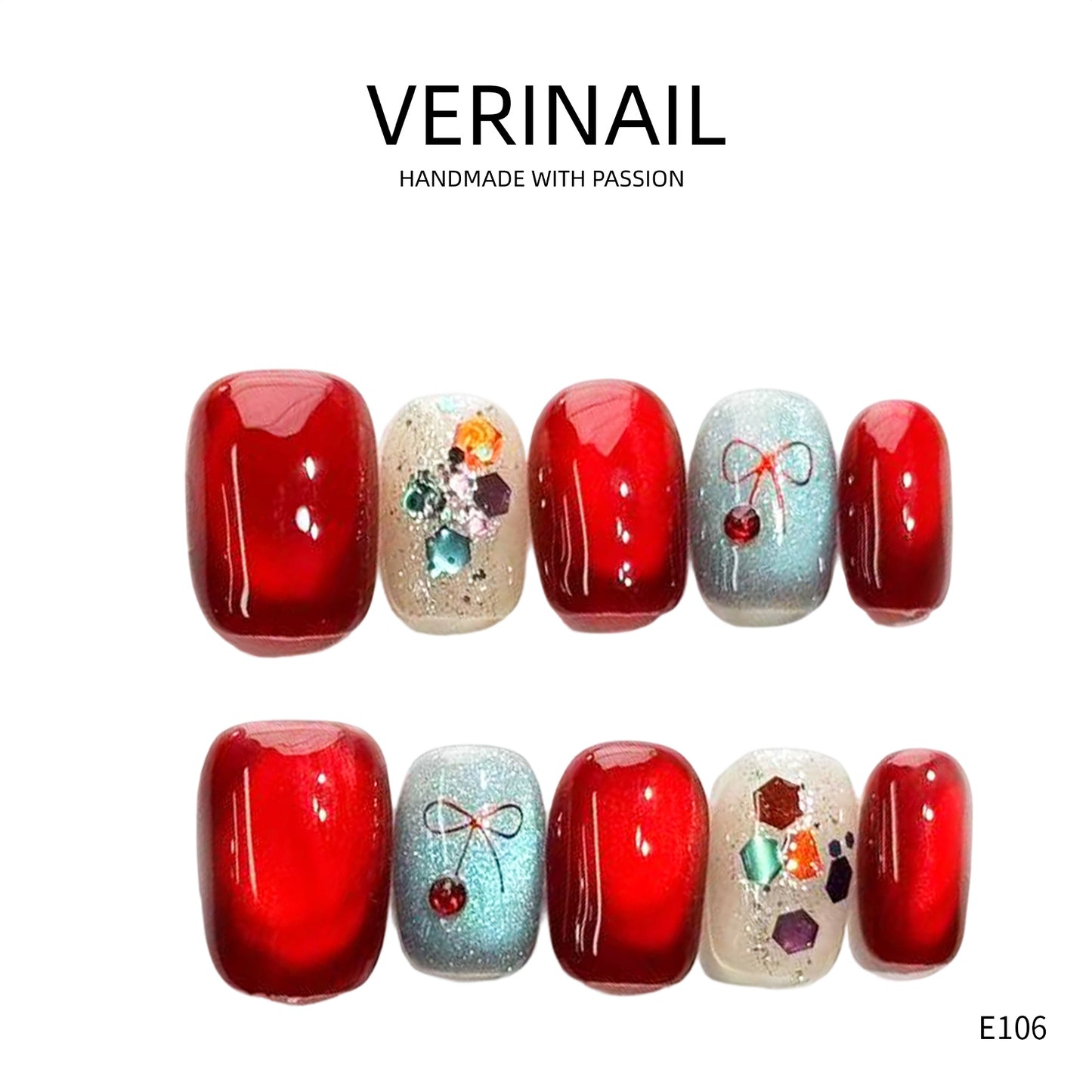 Press On Nails Color Red RD06