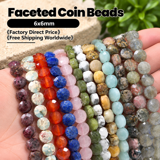 Faceted Cion Beads 6x6mm Quartz/Jasper/Agate/Crystal