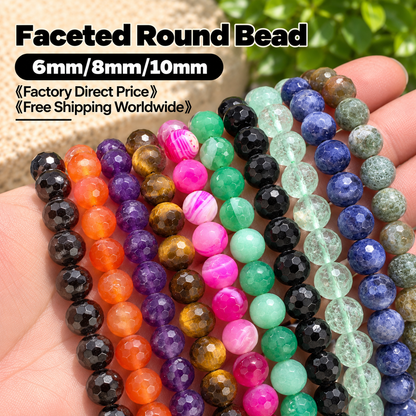 Round Faceted Beads Crystal/Quartz/Jasper/Agate 6mm 8mm 10mm