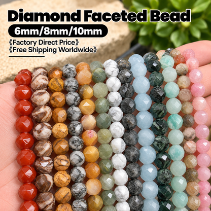 Diamond Faceted Beads 6mm/8mm/10mm Quartz/Jasper/Agate/Crystal