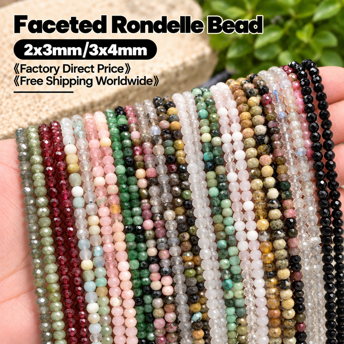 Faceted Rondelle Beads 2x3mm 3x4mm Gemstone/Quartz/Jasper/Agate