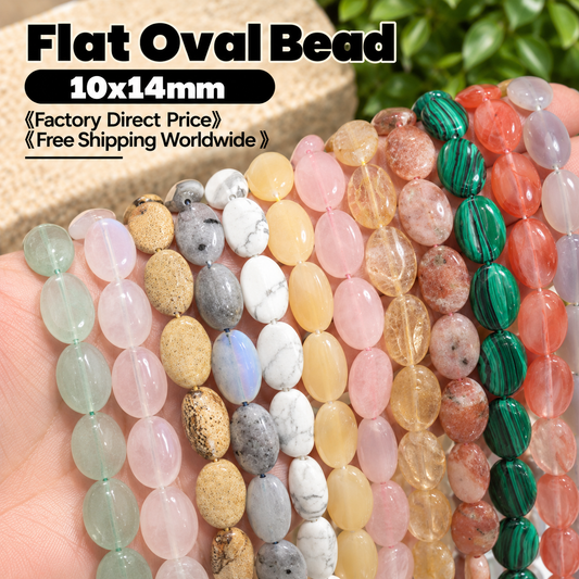 Smooth Flat Oval Beads 10x14mm Quartz/Jasper/Agate/Crystal