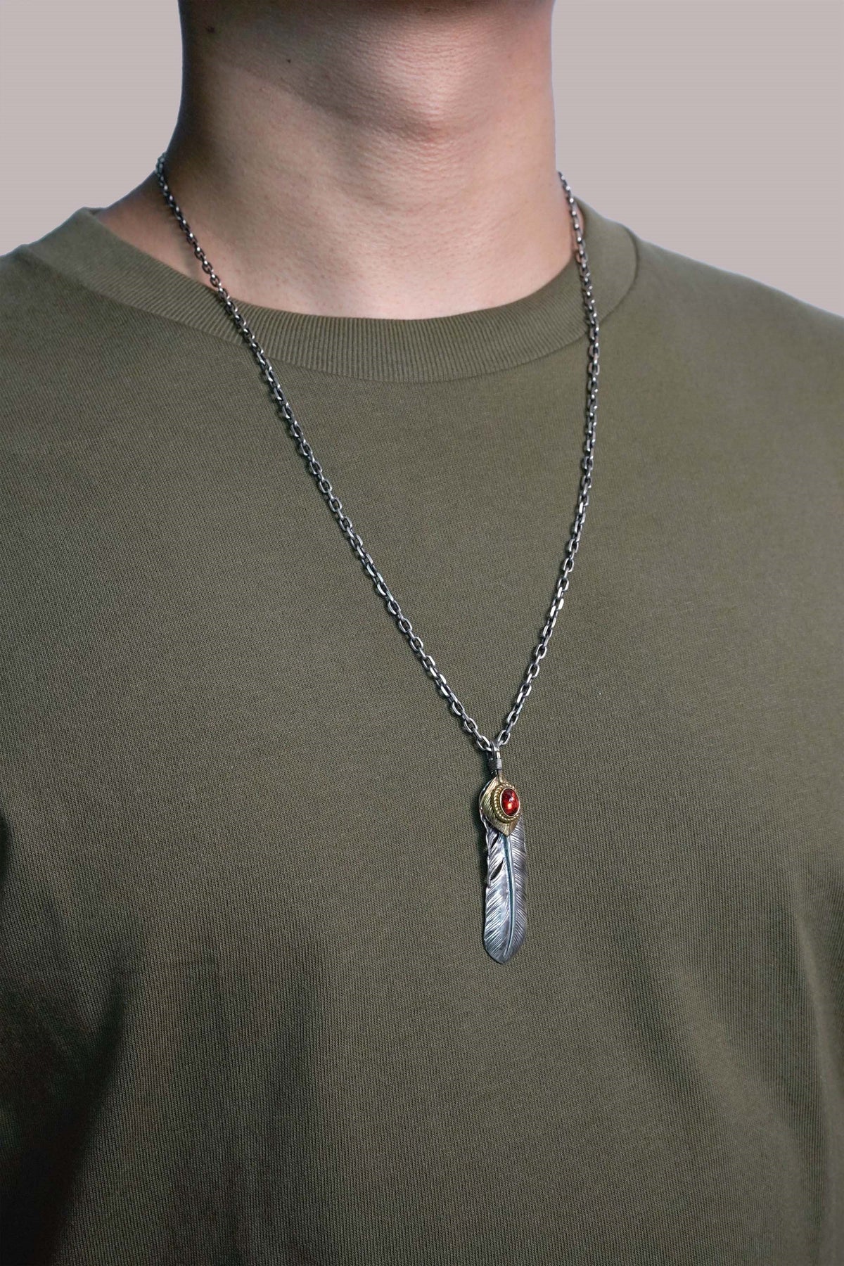 Right Brass Leaf Feather Retro 925 Silver Pendant Japan Takahashi Goro
