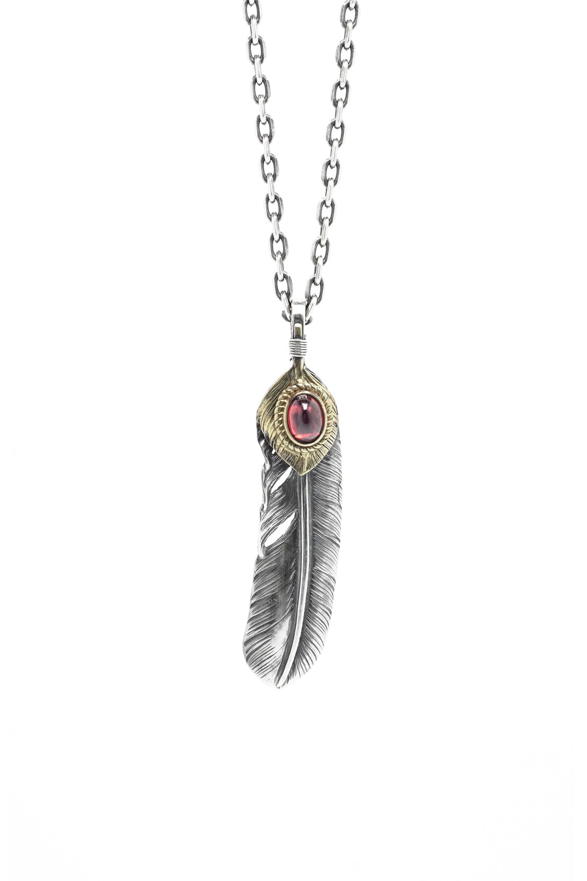 Right Brass Leaf Feather Retro 925 Silver Pendant Japan Takahashi Goro