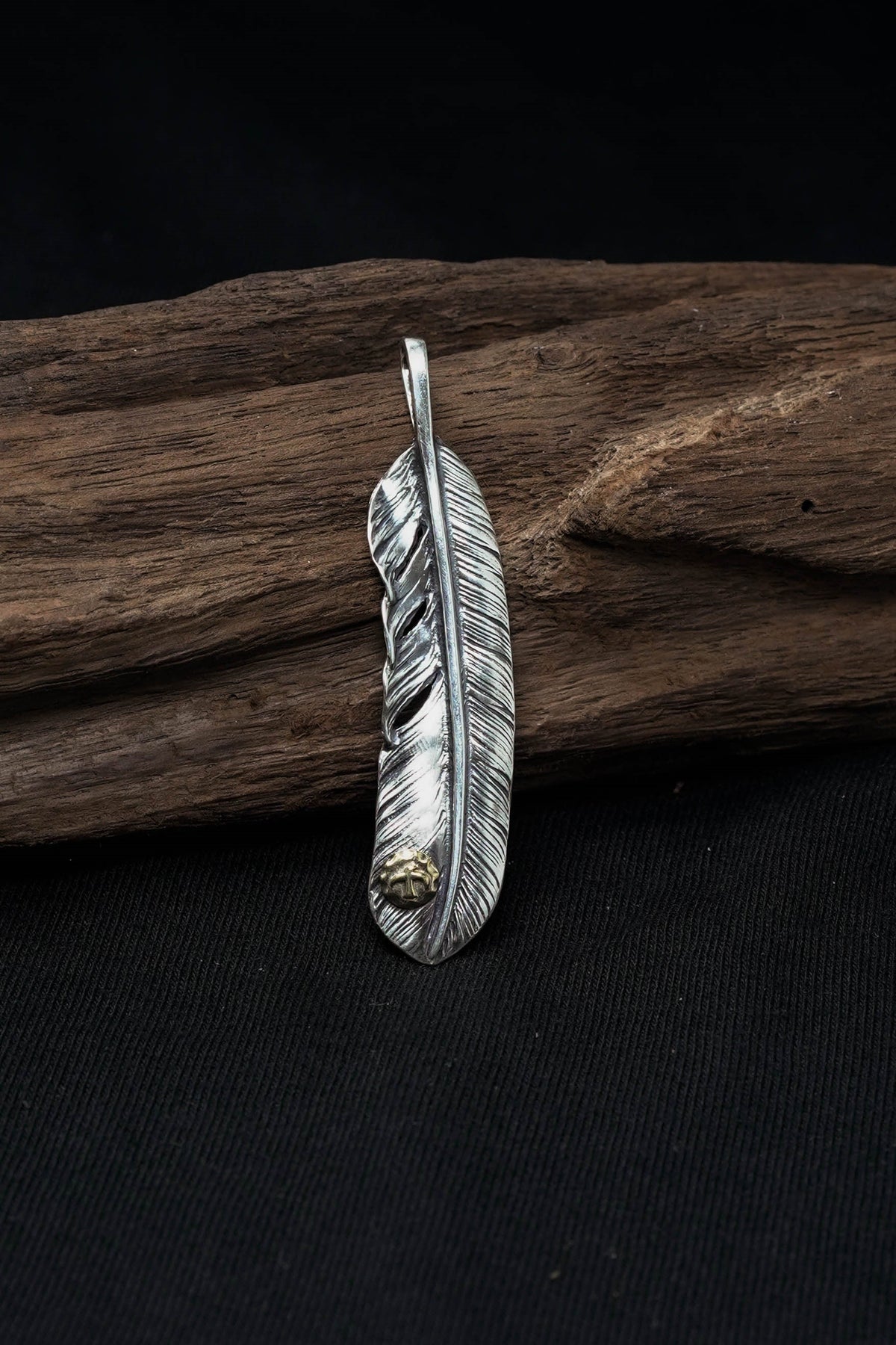 Right Feather Simple Leaf Retro 925 Silver Goro Takahashi Pendant