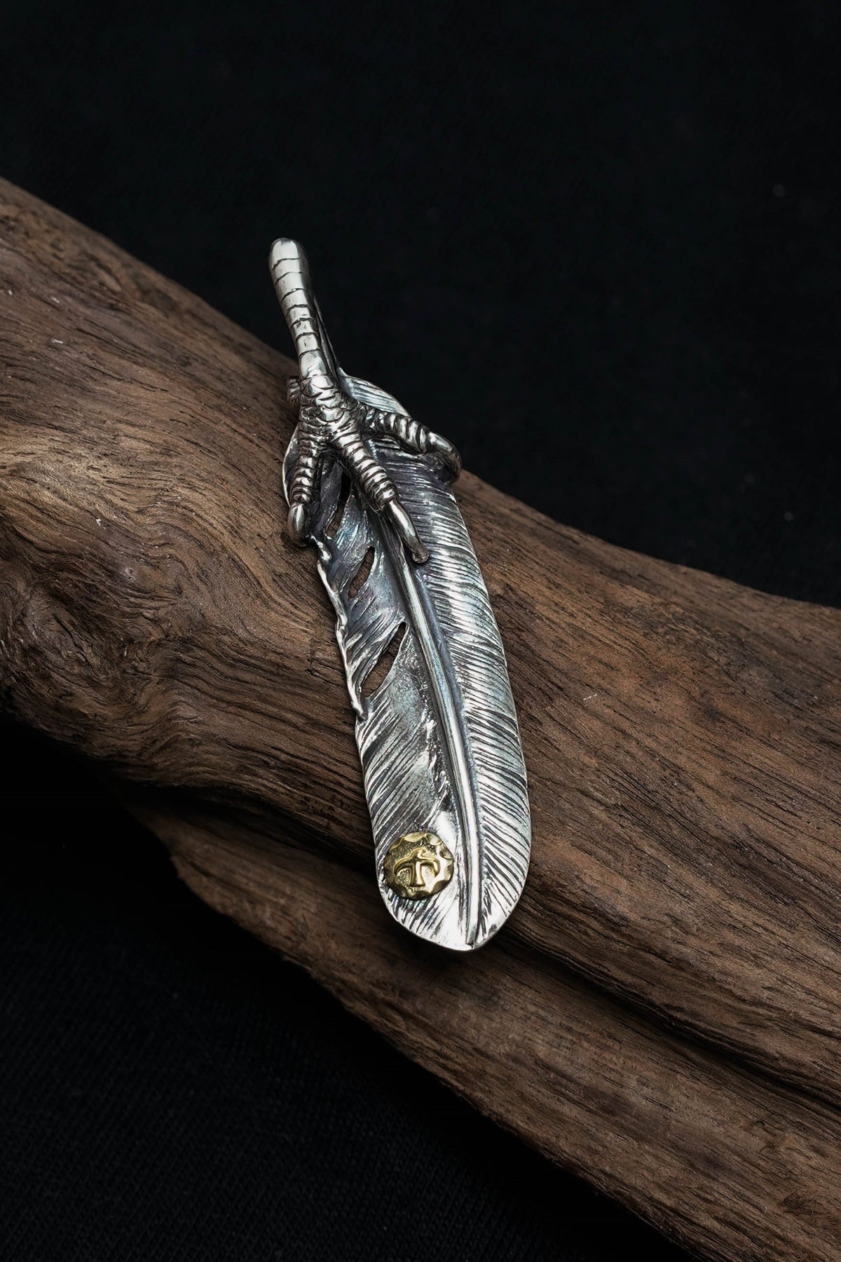 Right Eagle Claw Feather Retro 925 Silver Pendant Japan Takahashi Goro