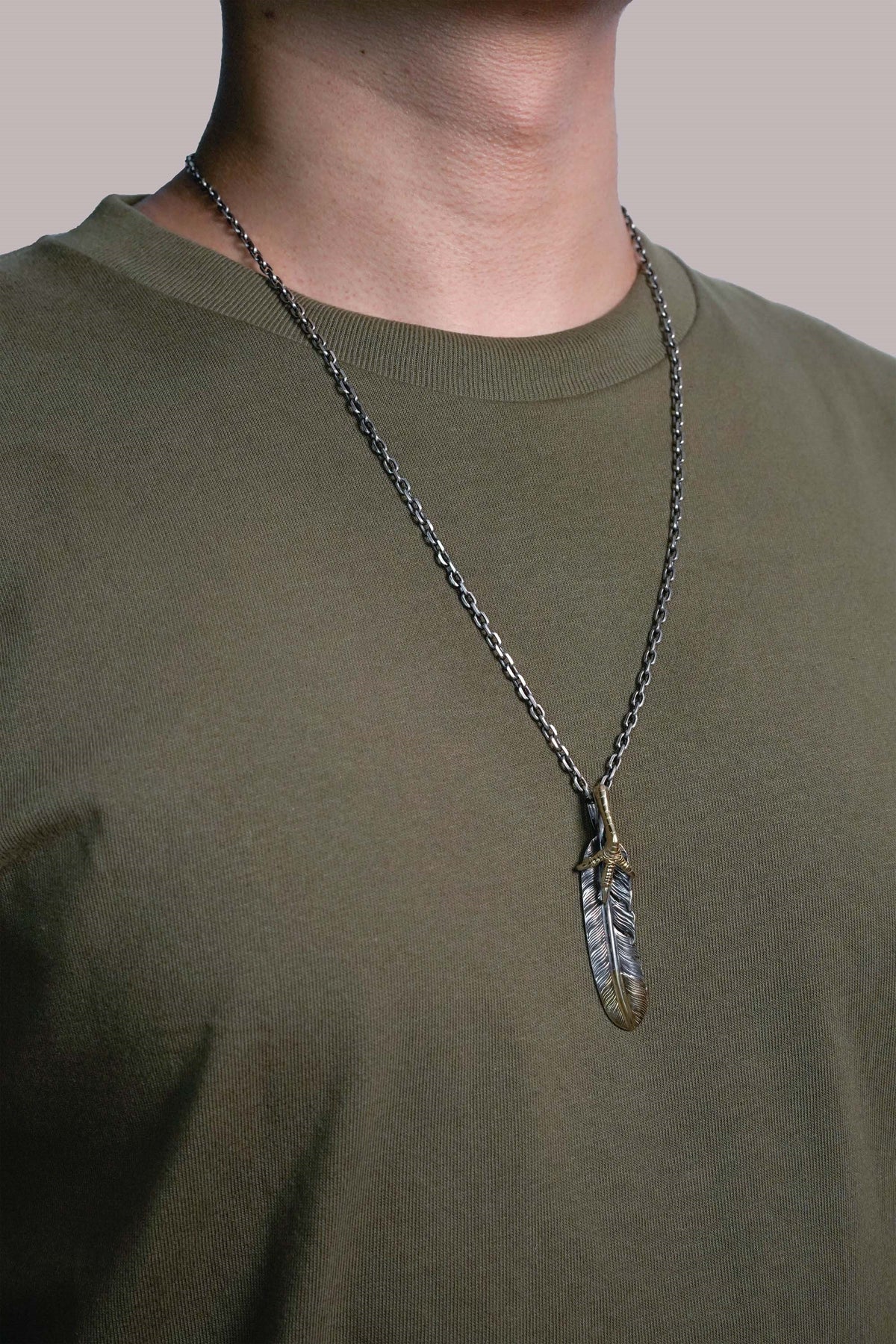 Left Eagle Claw Feather Retro 925 Silver Pendant Japan Takahashi Goro with Brass