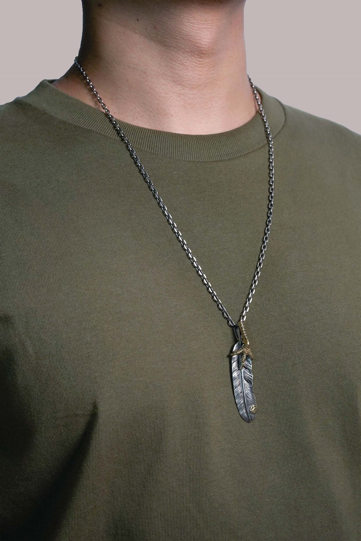 Left Eagle Claw Feather Retro 925 Silver Pendant Japan Takahashi Goro with Sign