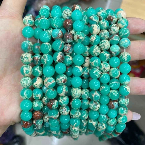 Green Imperial Jasper Round Smooth Beads 4mm 6mm 8mm 10mm