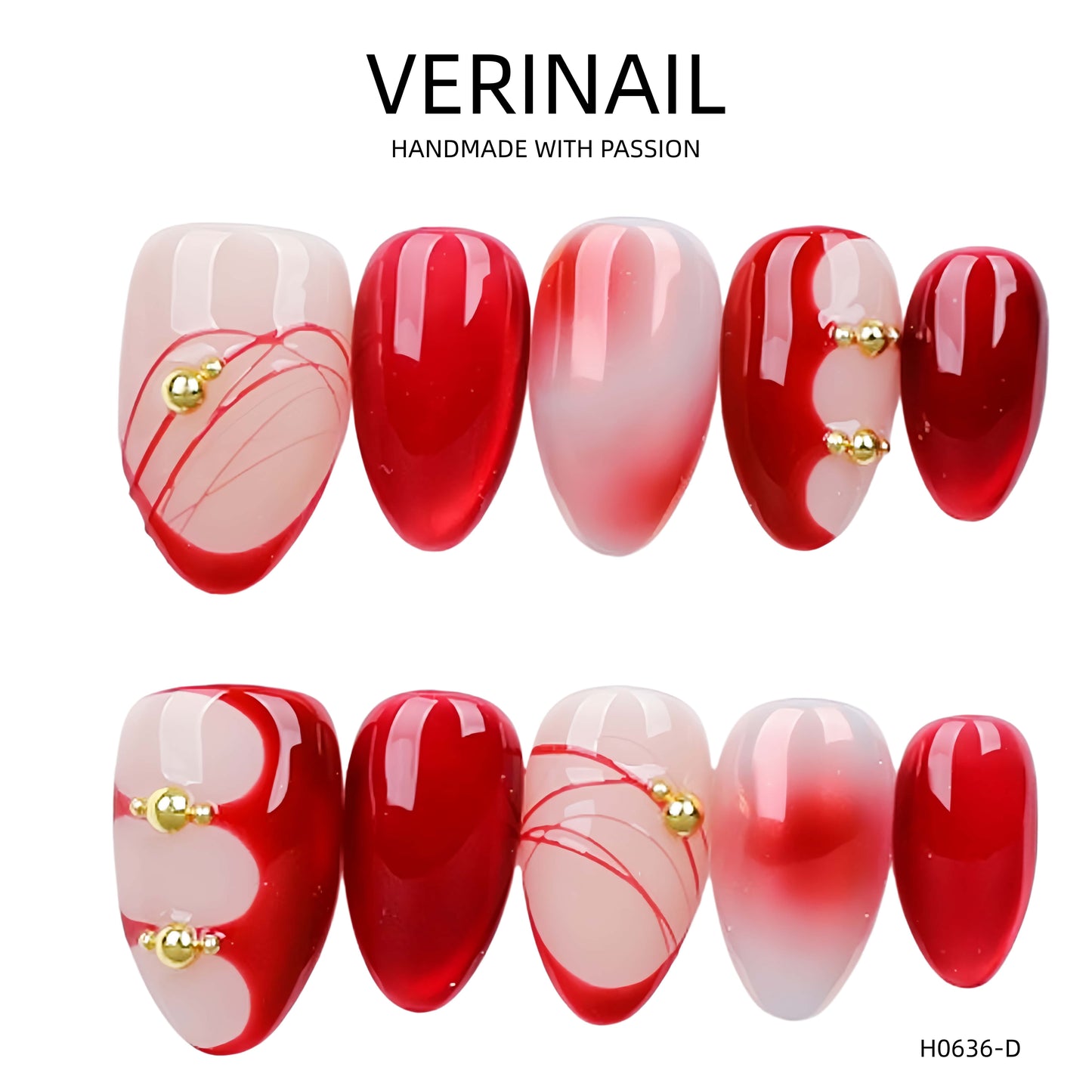Press On Nails Color Red RD03