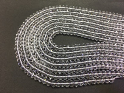 Faceted Rondelle Clear Quartz Beads
