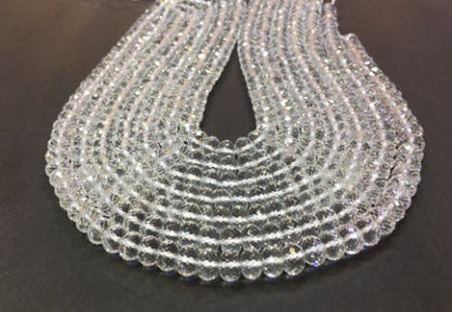 Faceted Rondelle Clear Quartz Beads