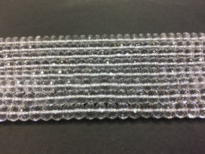 Faceted Rondelle Clear Quartz Beads