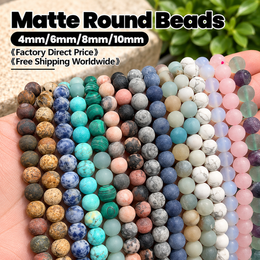 Round Matte Beads Crystal/Quartz/Jasper/Agate 4mm 6mm 8mm 10mm