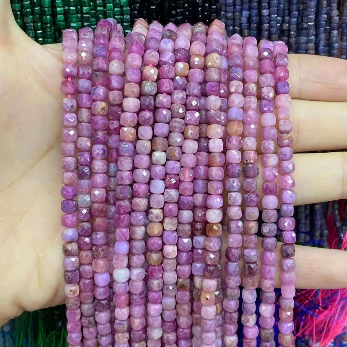 Square Faceted Beads 4-5MM Gemstone/Quartz/Jasper/Agate