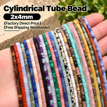 Cylindrical Tube Beads 2x4mm Quartz/Jasper/Agate/Crystal