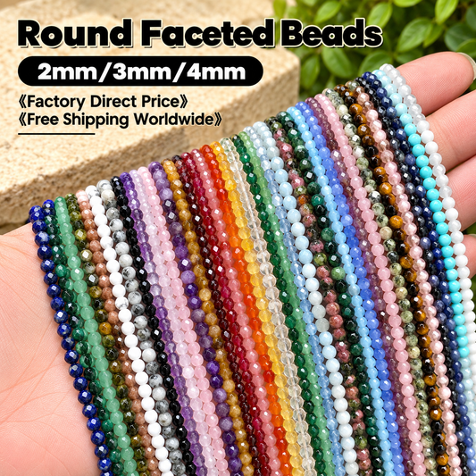 Tiny Round Faceted Beads Gemstone/Quartz/Jasper/Agate 2mm 3mm 4mm