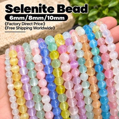Rainbow Selenite Beads: (6mm 8mm 10mm)-Free Shiping
