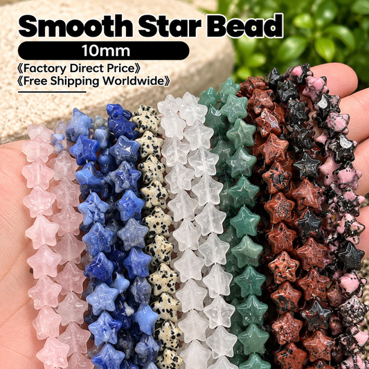 Round Smooth Star Beads 10mm Quartz/Jasper/Agate/Crystal