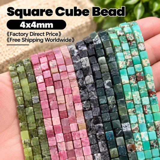 Square Cube Beads 4x4mm Quartz/Jasper/Agate/Crystal
