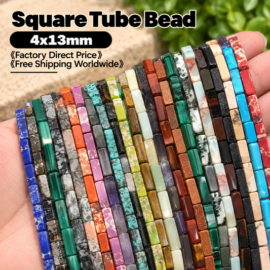 Square Tube Beads 4x13mm Quartz/Jasper/Agate/Crystal