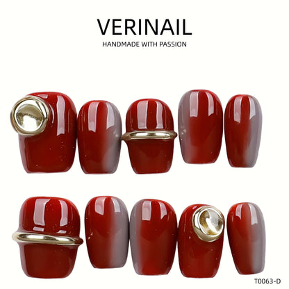 Press On Nails Color Red RD06