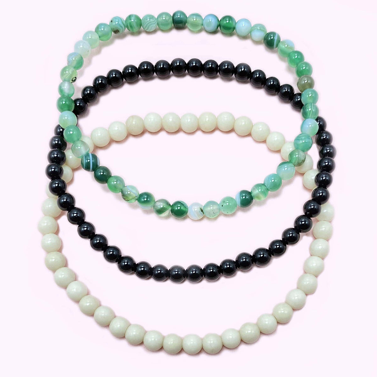 Tripe Strand Green Agate to Improve Body and Health Crystal  Bracelet