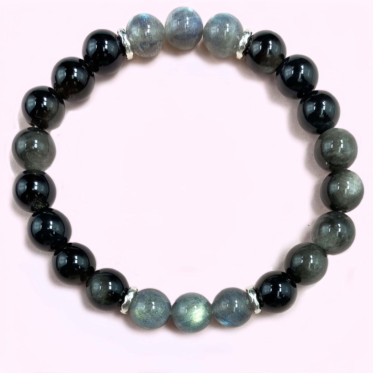 Labradorite Obsidian for Protection and Apotropaic Crystal Bracelet