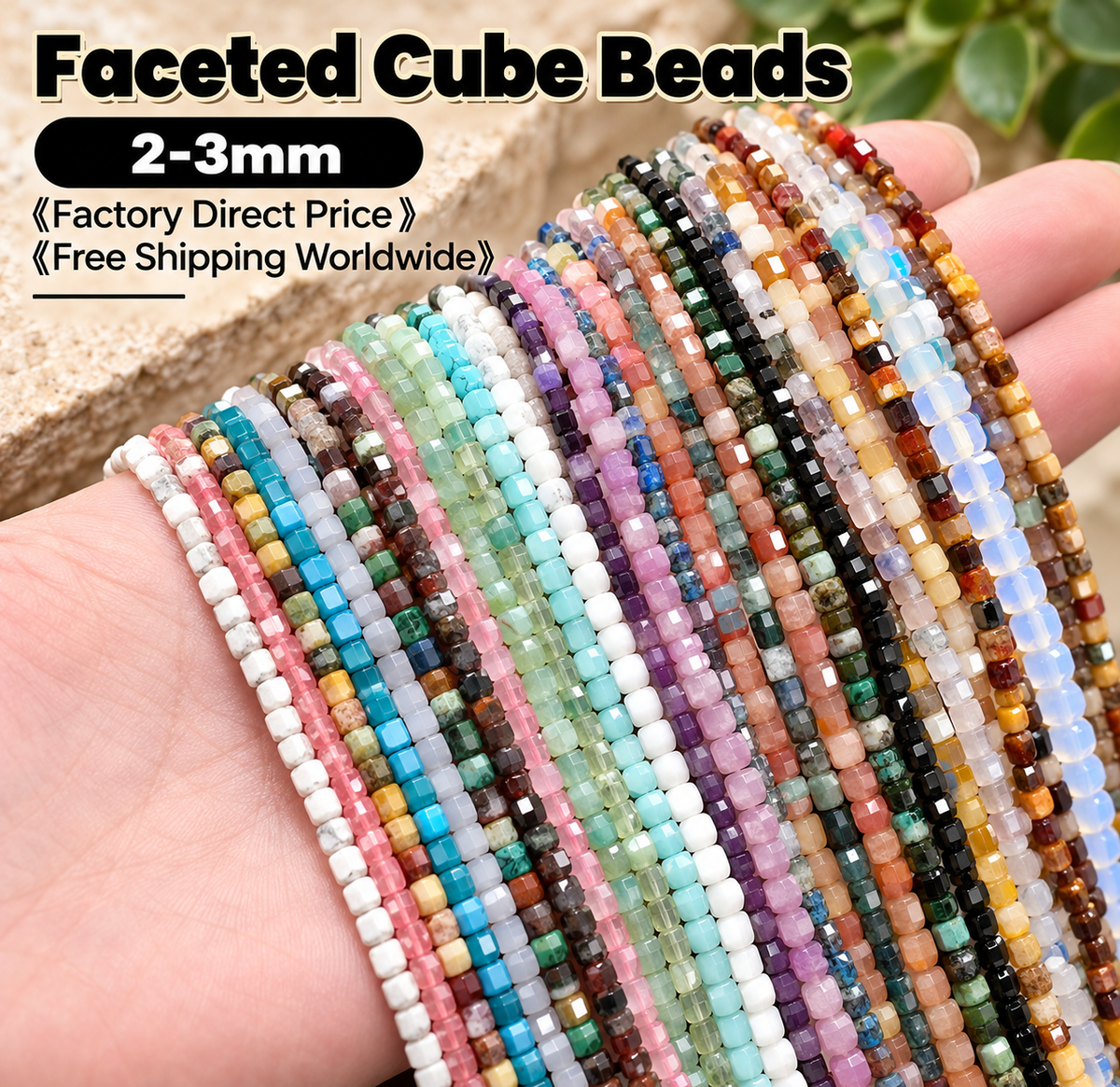 Square Faceted Beads 4-5MM Gemstone/Quartz/Jasper/Agate