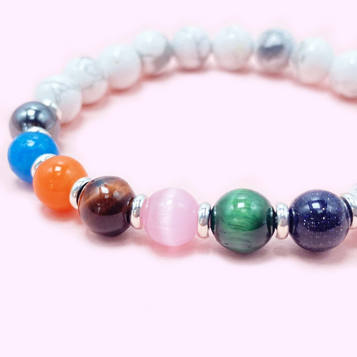 Natural Howlite Seven Chakra Crystal Bracelet