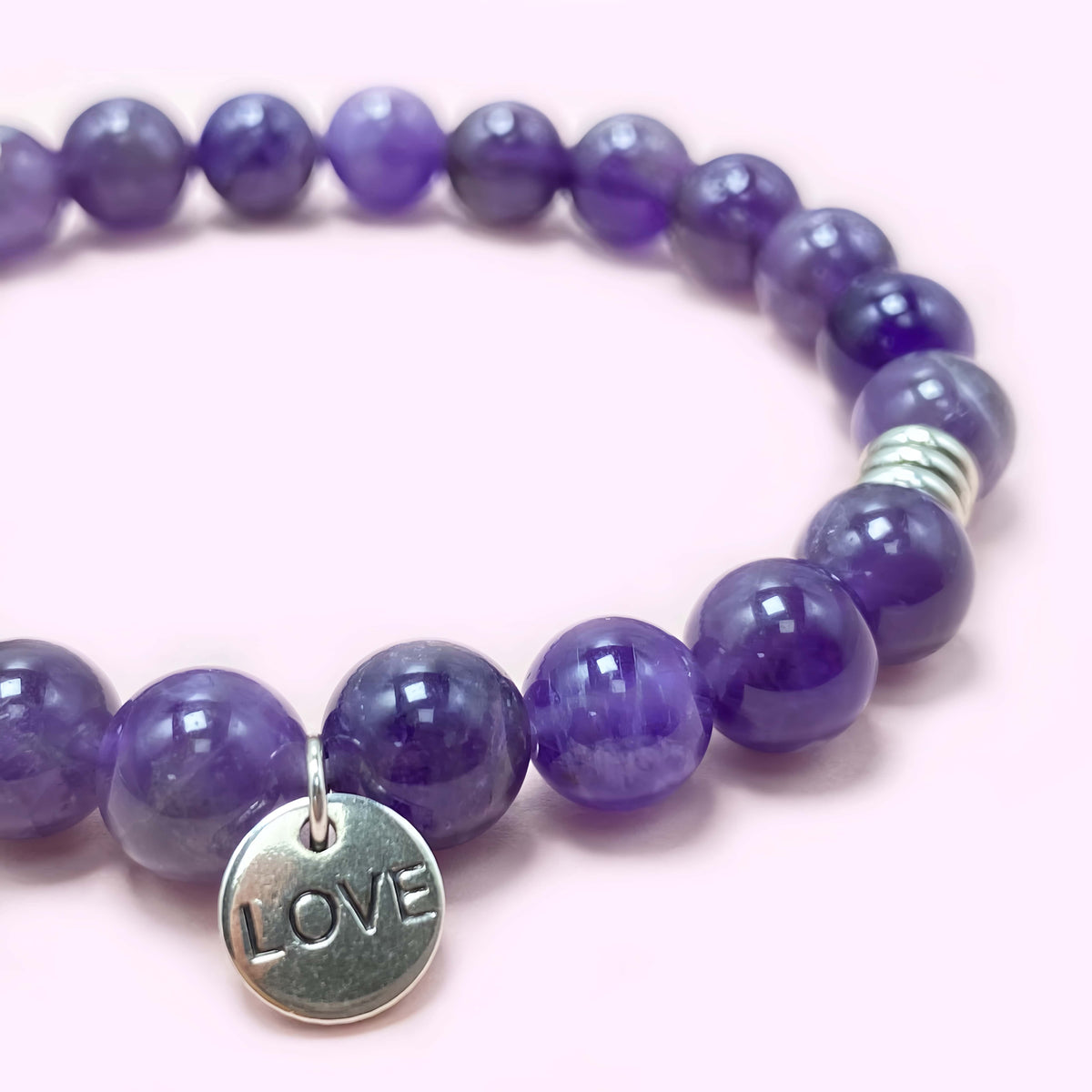 Natural Amethyst Crystal Bracelet for Love and Relationship