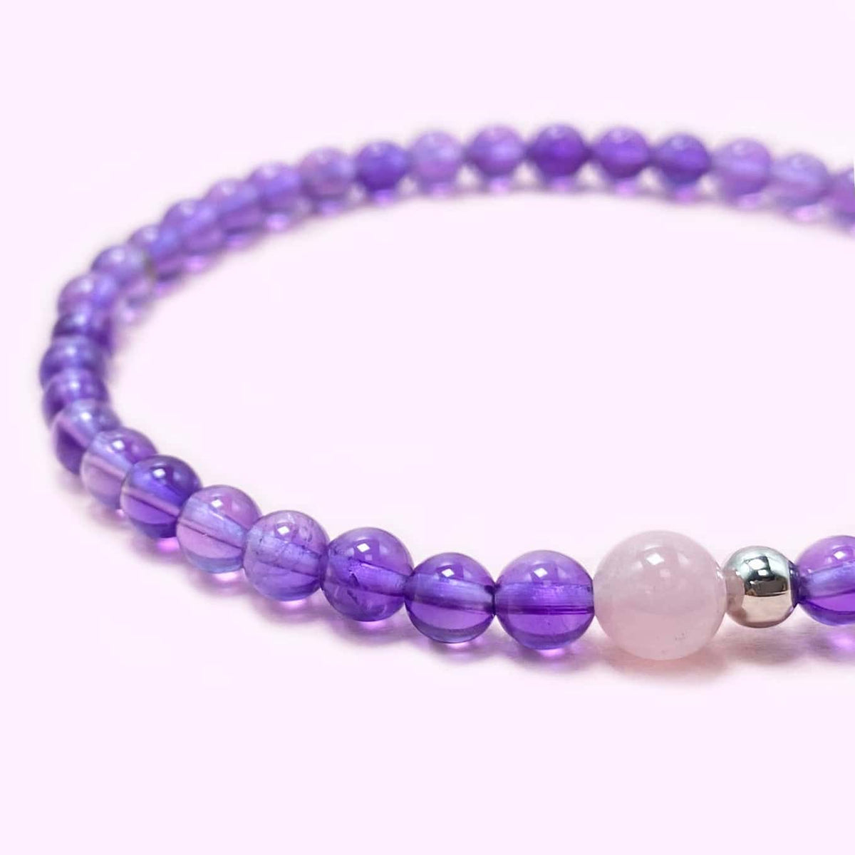 Solid Amethyst Crystal Bracelet for Love and Relationship