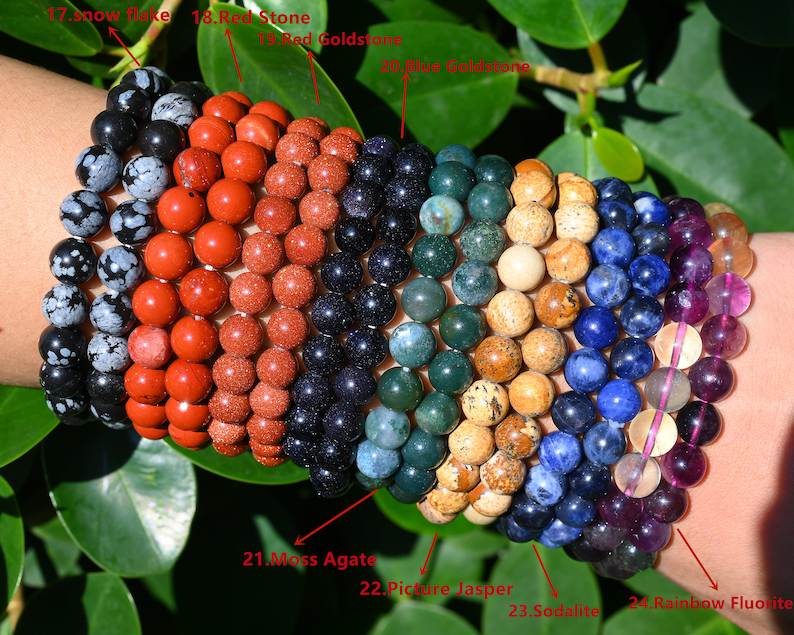 70 Kinds Of 6MM/8MM/10MM Round Gemstone bracelet- Free Shipping