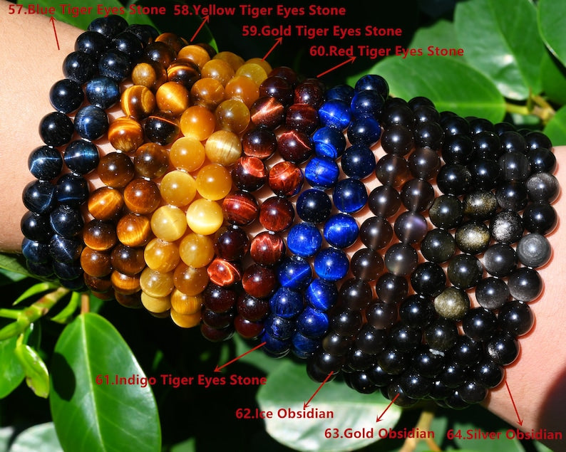 70 Kinds Of 6MM/8MM/10MM Round Gemstone bracelet- Free Shipping