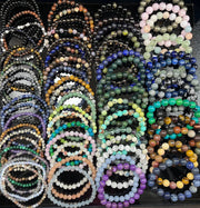 Natural Gemstone Beads Bracelet, Handmade Men Women Stretchy Bracelet, Power Healing Energy Chakra Round Beaded Crystal Bracelet 7.5 inches