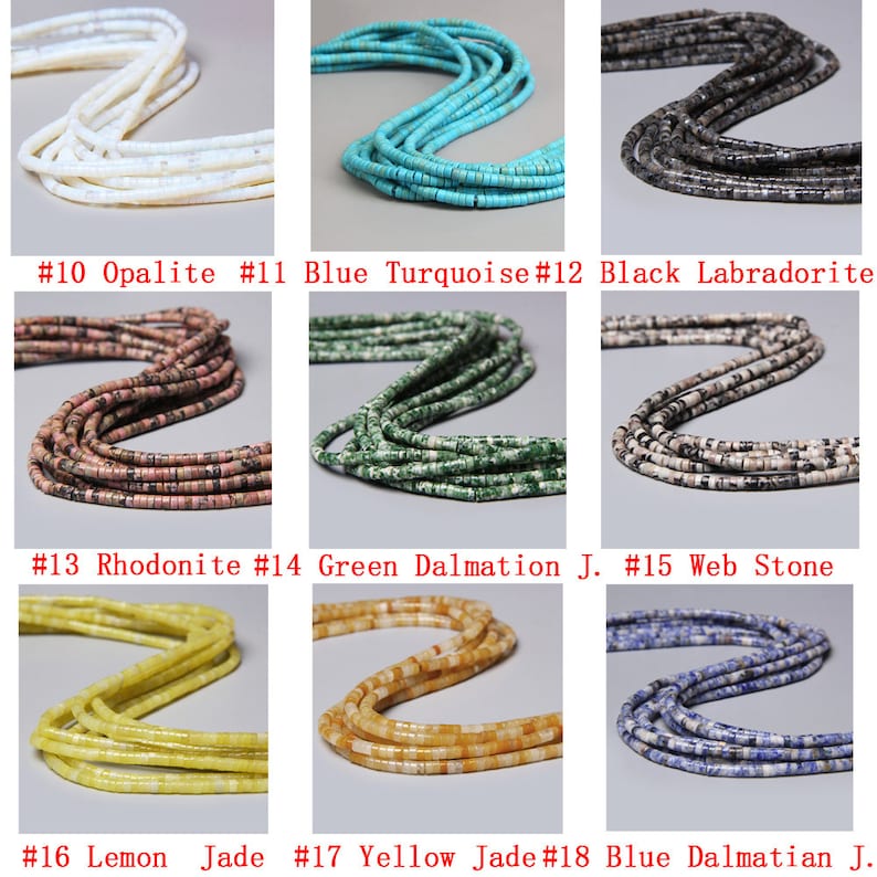 2x4mm Natural Gemstone Heishi Beads Crystal Agate Stone Disc Tyre Shape Beads Strand AAA Quality Gemstone Loose Beads for DIY Jewelry Making
