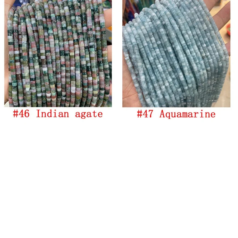 2x4mm Natural Gemstone Heishi Beads Crystal Agate Stone Disc Tyre Shape Beads Strand AAA Quality Gemstone Loose Beads for DIY Jewelry Making