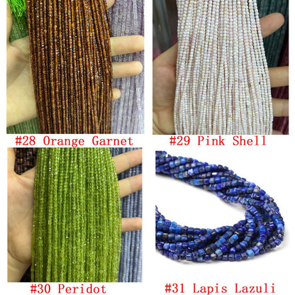 2.5mm Faceted Cube Beads Natural Gemstone Beads for Diy Jewelry Making Aquamarine/Amazonite/Garnet Beads Tiny Square Cube Beads