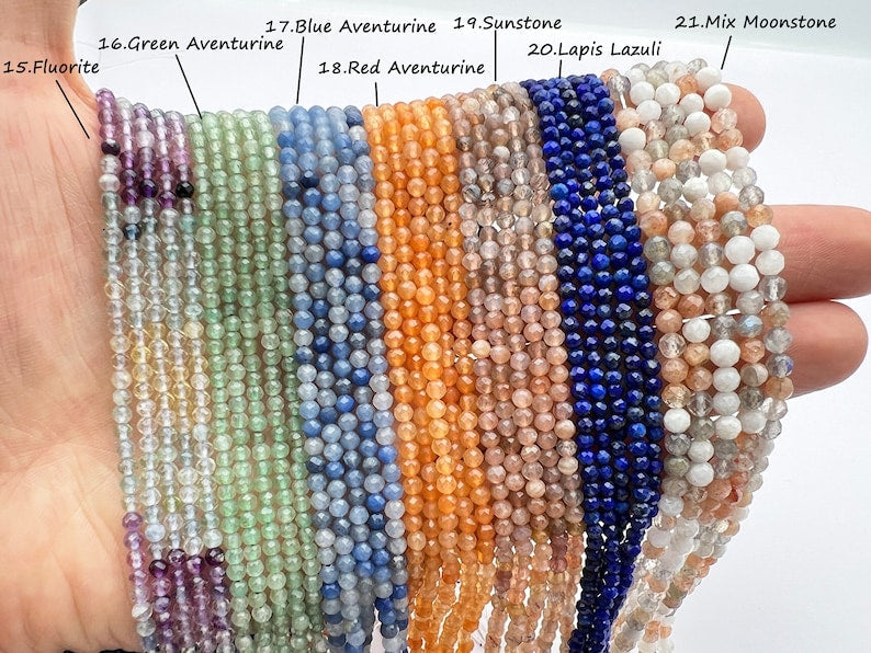 Natural Faceted Crystal Beads,2mm/3mm/4mm- Free Shipping