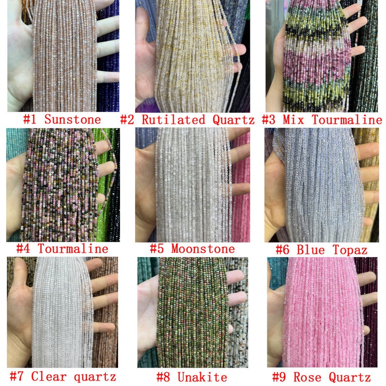 2.5mm Faceted Cube Beads Natural Gemstone Beads for Diy Jewelry Making Aquamarine/Amazonite/Garnet Beads Tiny Square Cube Beads